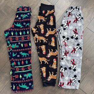 Boys Christmas Pajama Set of 3 - Fun Dinosaur, Tiger, and Mouse Prints